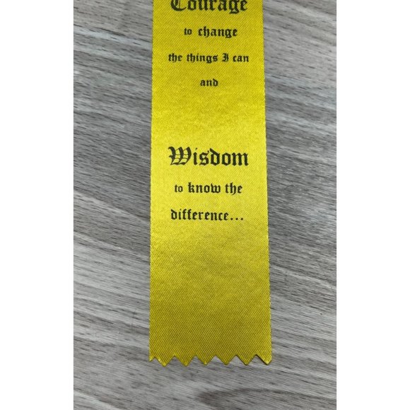 Serenity Prayer Yellow Ribbon Bookmark Vintage Satin AA Recovery 1960s - Picture 7 of 8